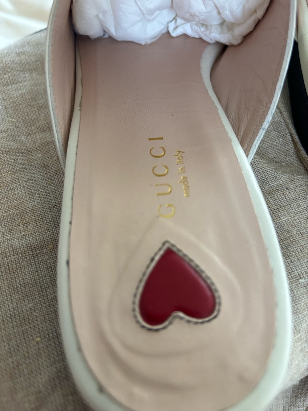 Gucci White Leather Mule Loafers with Red & Navy Web and Gold Horsebit - Picture 6 of 12
